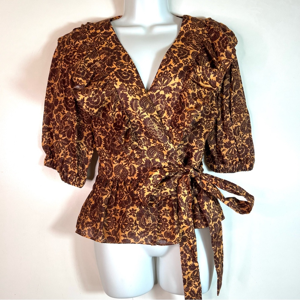 NWOT Christy Lynn Stephanie Wrap Top Sienna Linen Size Medium - Picture 14 of 16